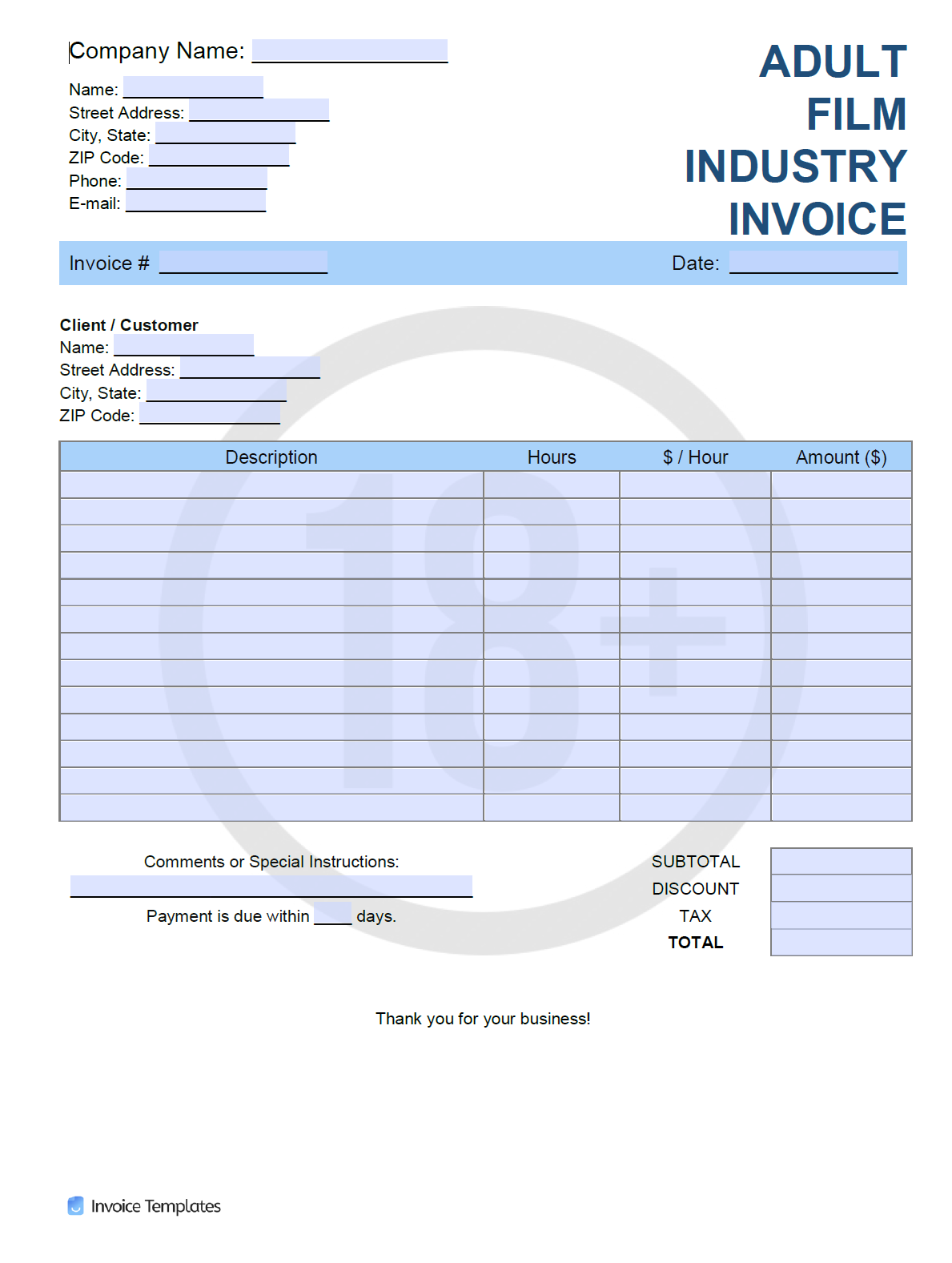Free Adult Film Industry Invoice Template  PDF  WORD  EXCEL Pertaining To Film Invoice Template