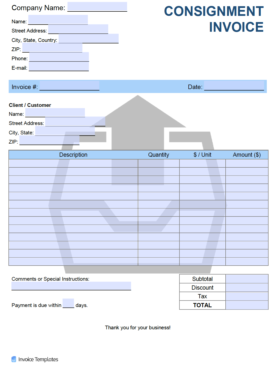 Free Consignment Invoice Template Pdf Word Excel