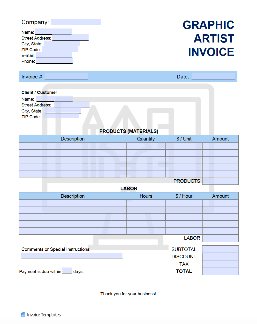 Free Graphic Artist Invoice Template PDF WORD EXCEL
