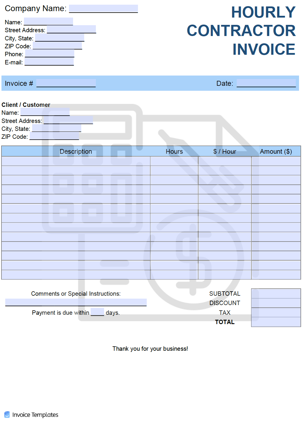Invoice For Hours Worked Template Free SherriStarnes Blog