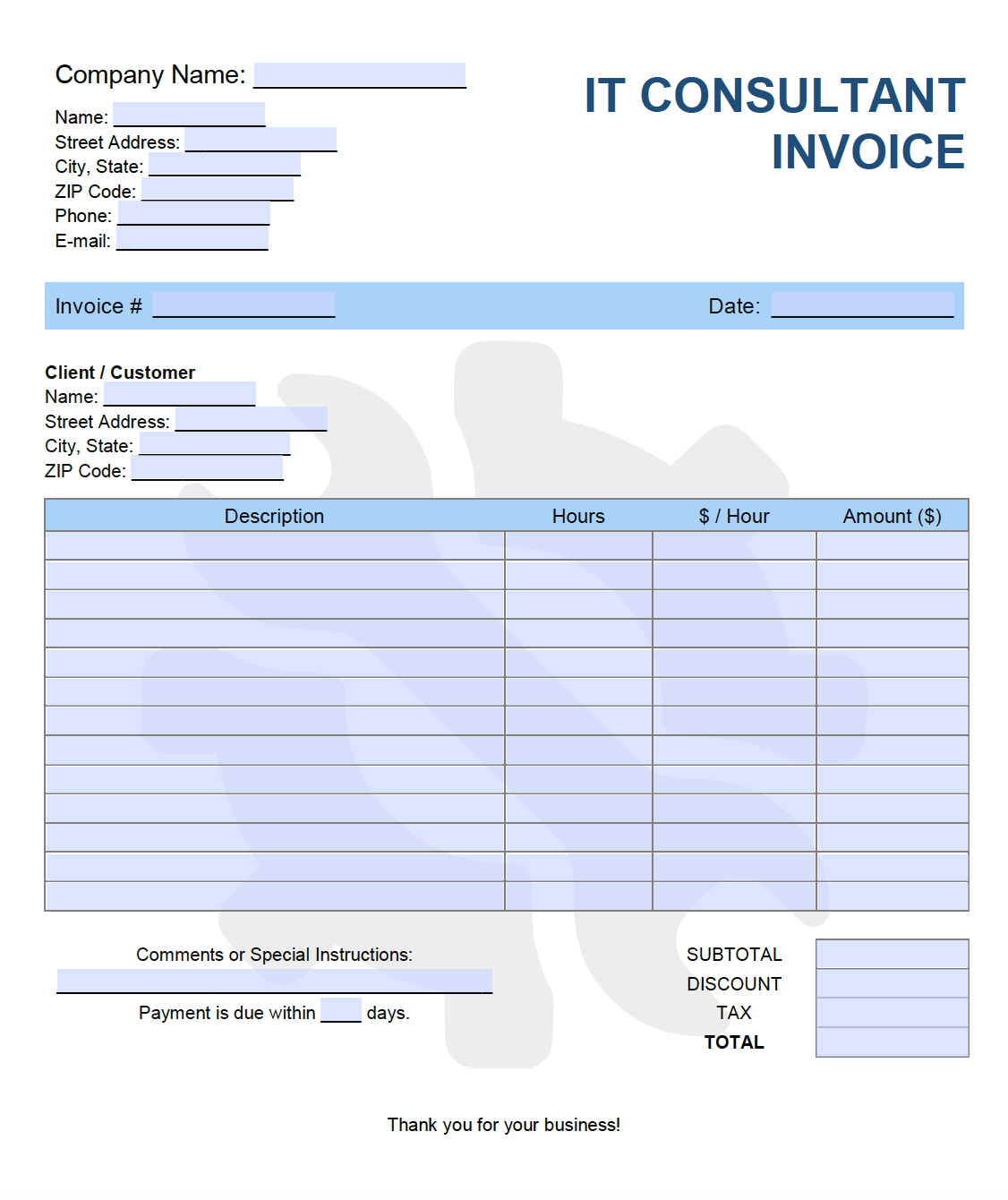 Free IT Consultant Invoice Template  PDF  WORD  EXCEL With Software Consulting Invoice Template