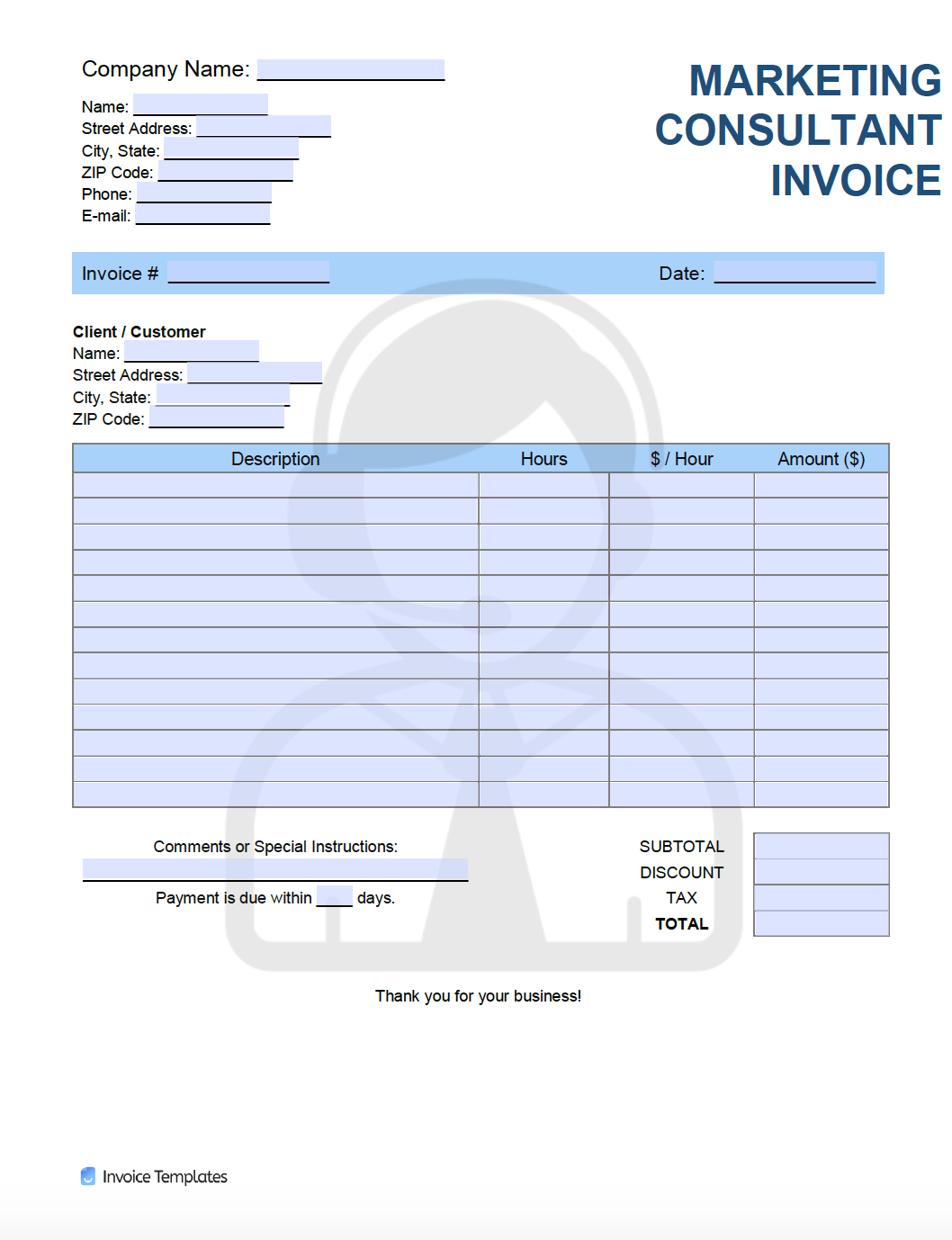 consulting invoice template microsoft word