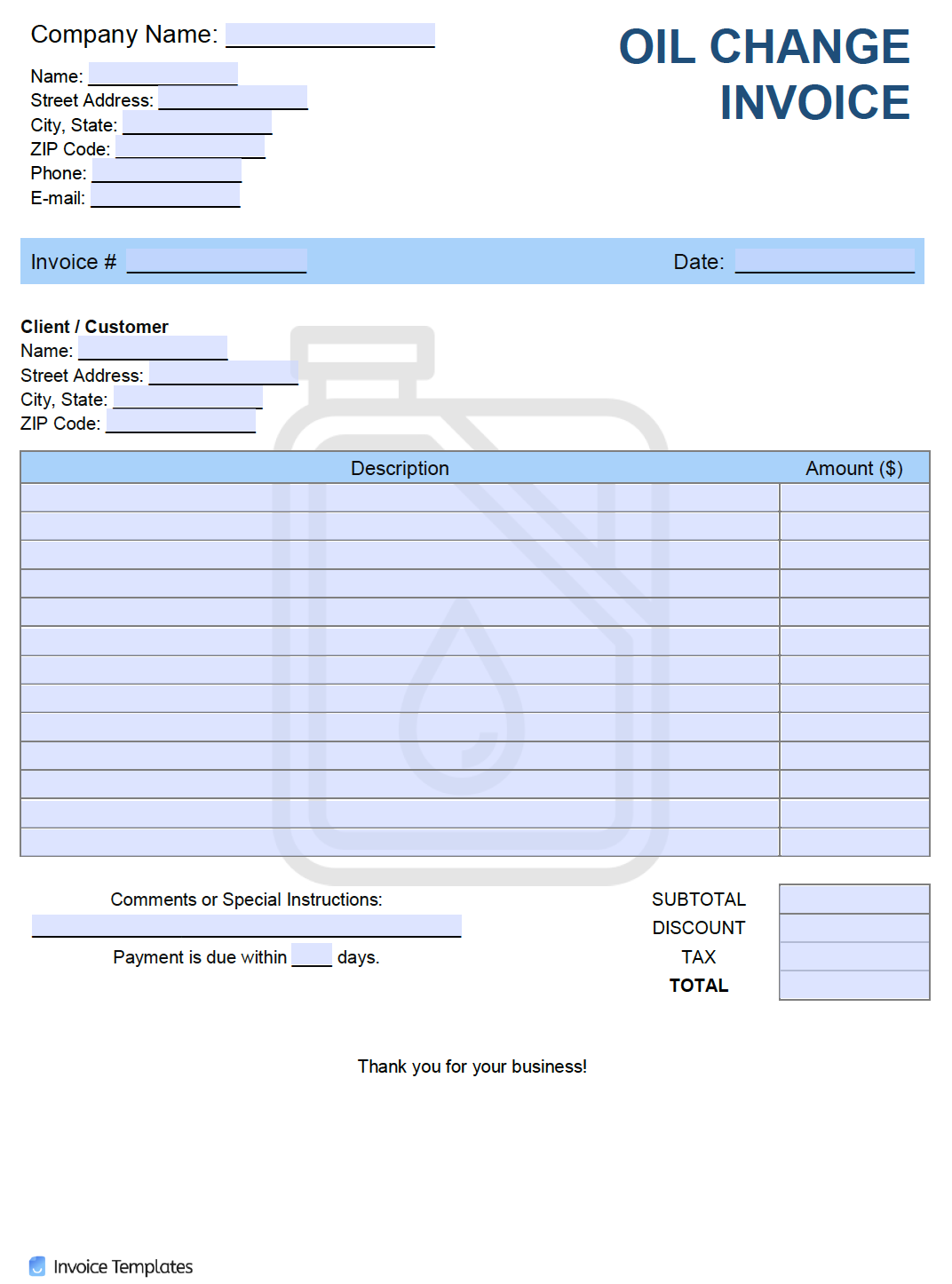 printable service invoice template