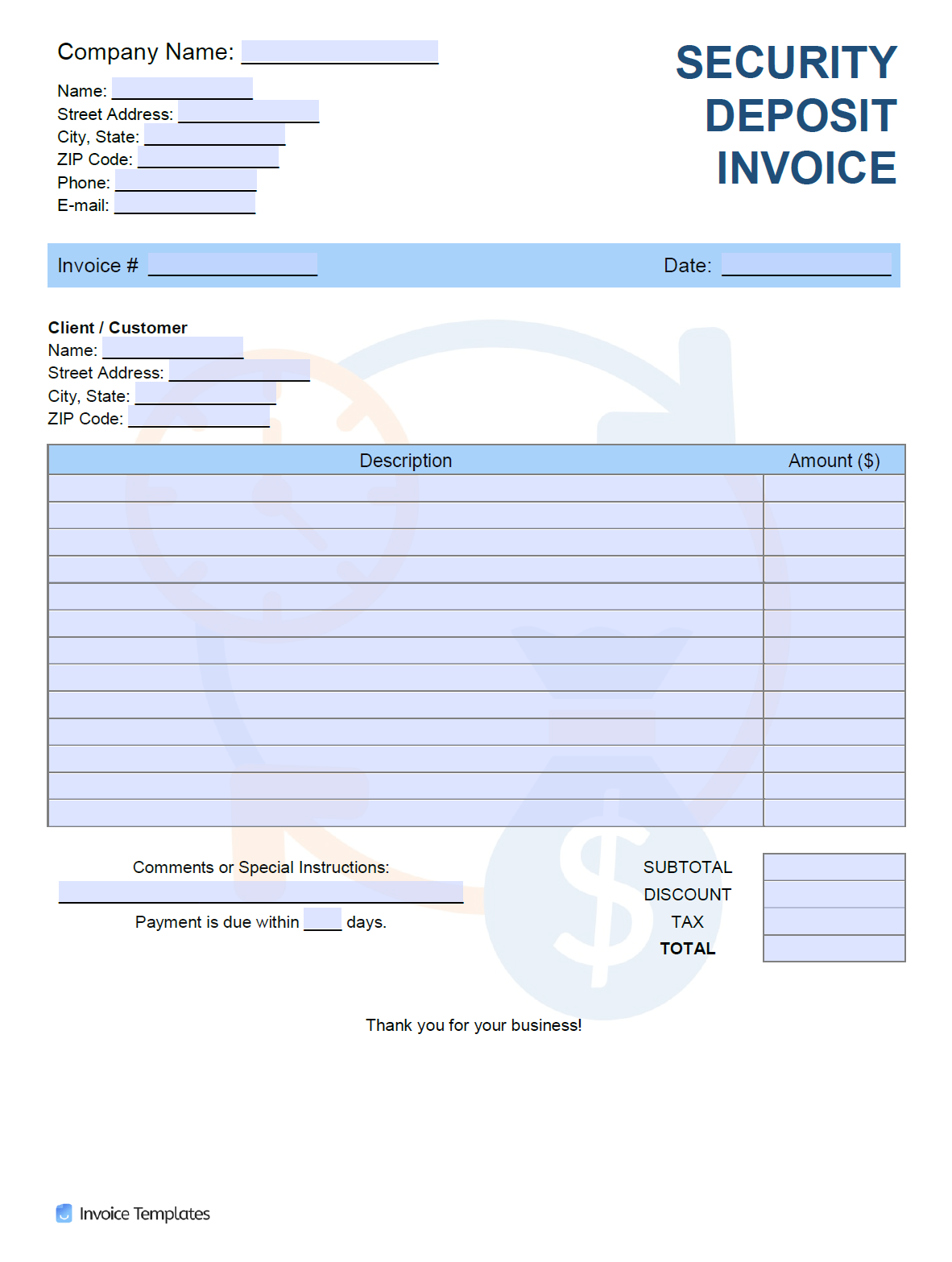 Deposit Invoice Template