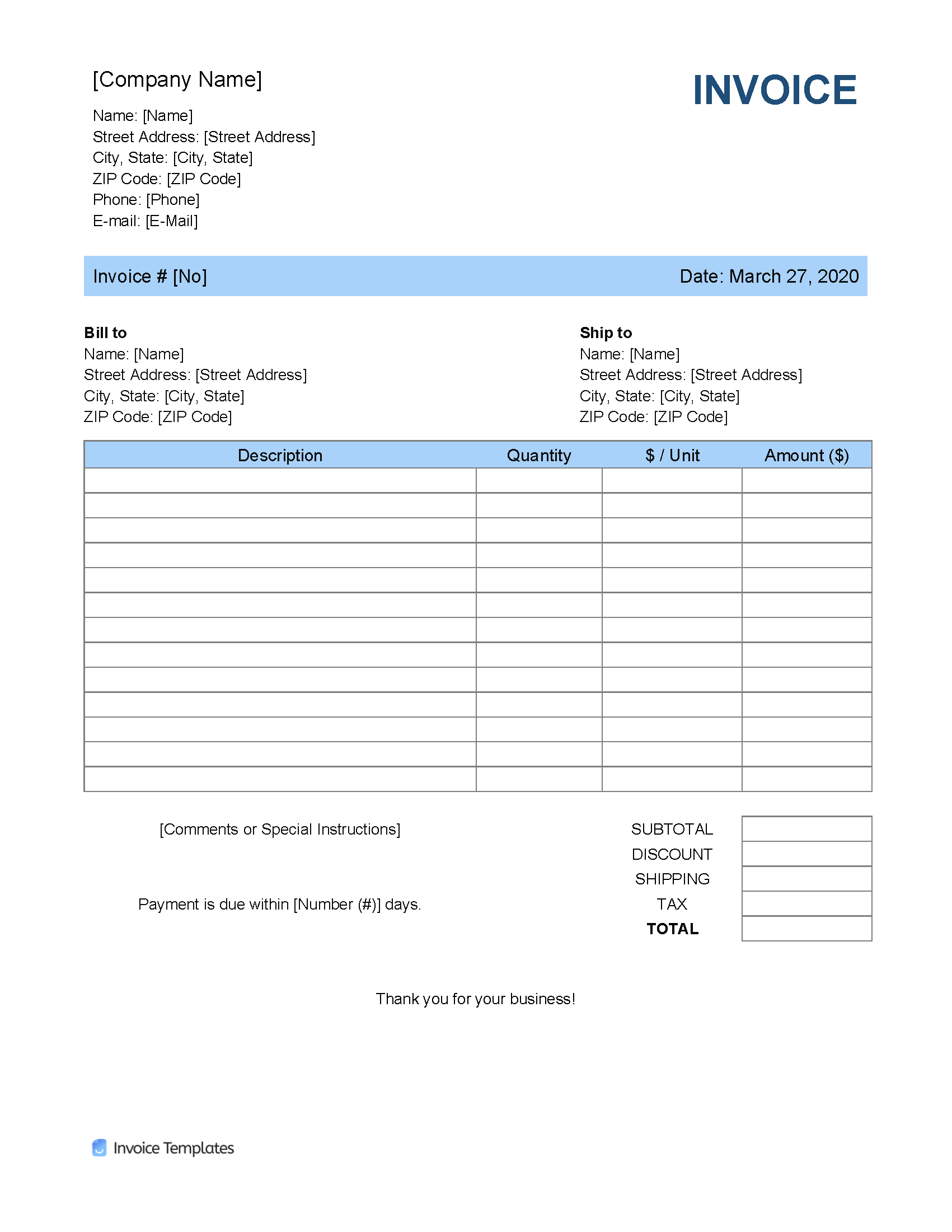 Billing Invoice Template Word from invoicetemplates.com