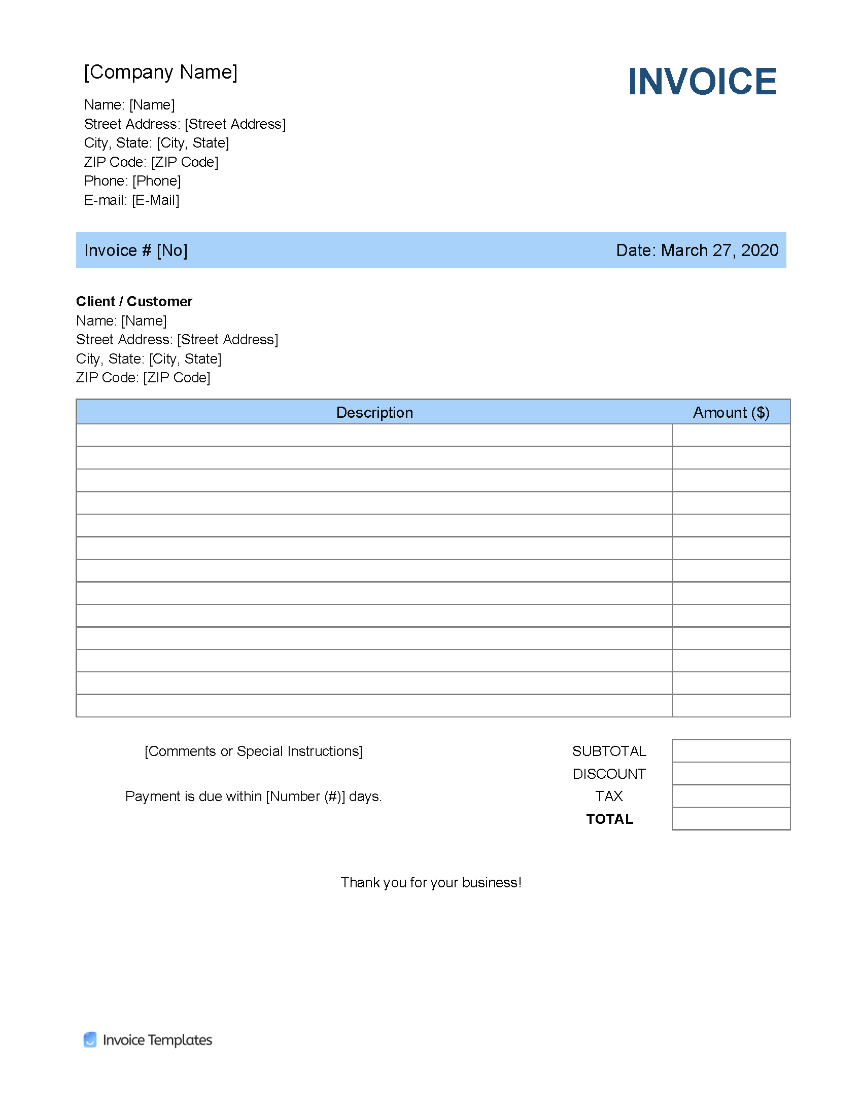 Online Invoice Template Word from invoicetemplates.com