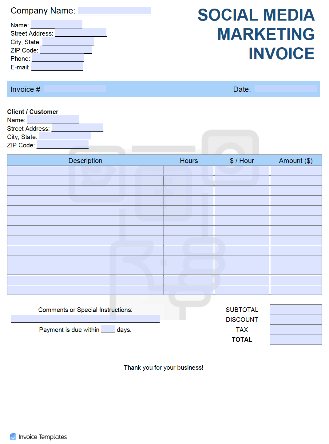 Free Social Media Marketing Invoice Template  PDF  WORD  EXCEL Pertaining To Media Invoice Template