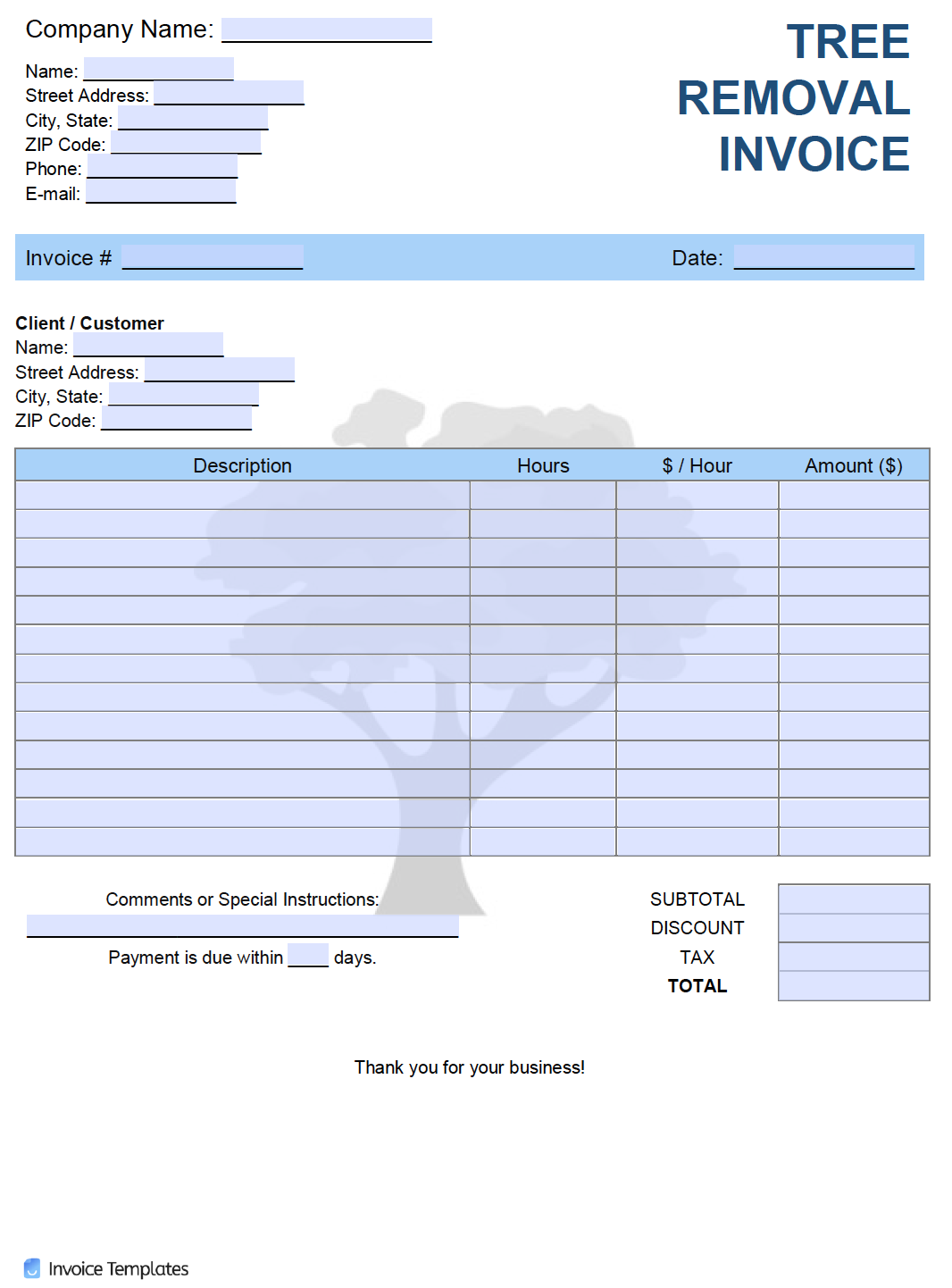 Free Tree Service Contract Template PRINTABLE TEMPLATES