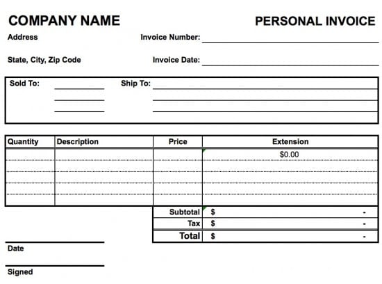 personal invoice template word
 Free Personal Invoice Template | Excel | PDF | Word (.doc)