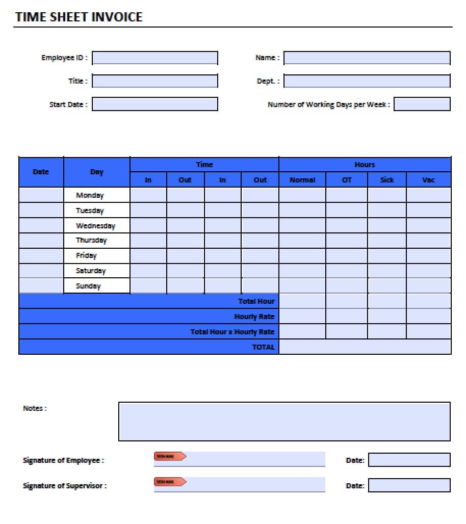 Time Card Templates For Microsoft Excel